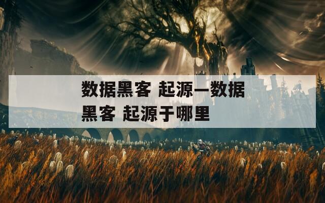 数据黑客 起源—数据黑客 起源于哪里