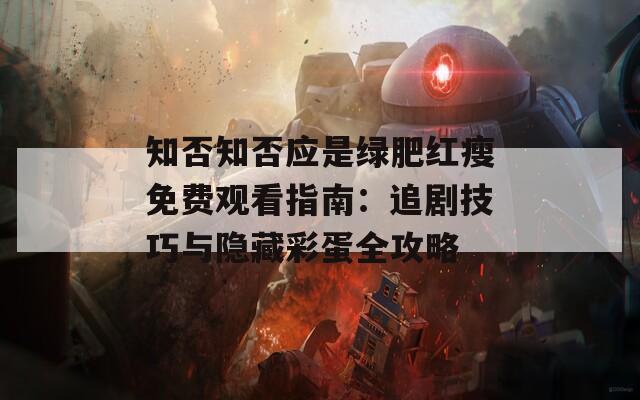 知否知否应是绿肥红瘦免费观看指南：追剧技巧与隐藏彩蛋全攻略