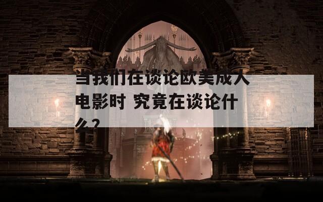 当我们在谈论欧美成人电影时 究竟在谈论什么？