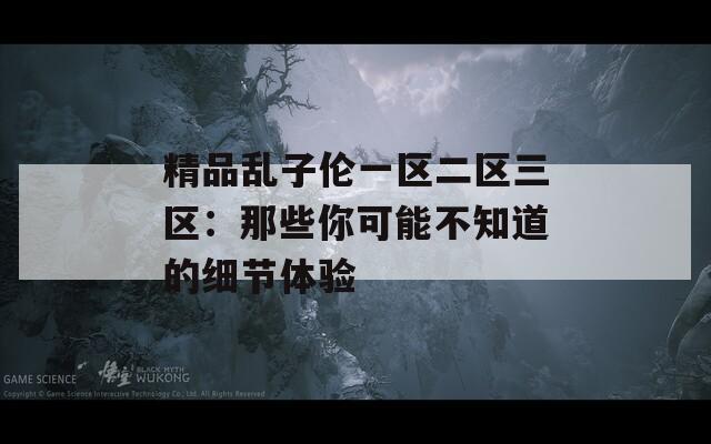 精品乱子伦一区二区三区：那些你可能不知道的细节体验