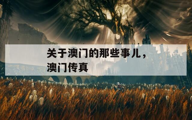 关于澳门的那些事儿，澳门传真  第1张