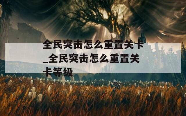 全民突击怎么重置关卡_全民突击怎么重置关卡等级