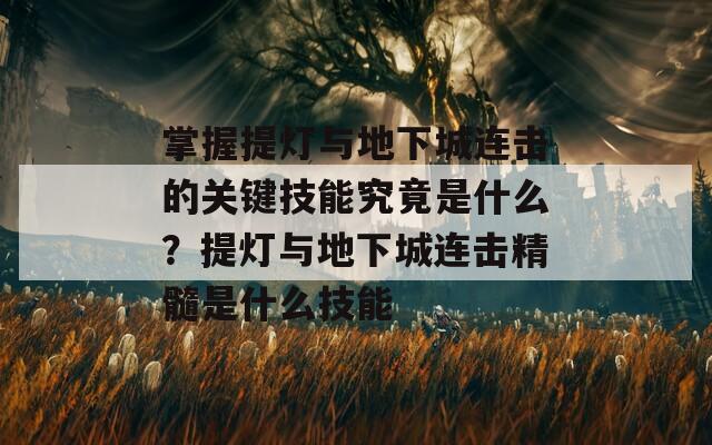 掌握提灯与地下城连击的关键技能究竟是什么？提灯与地下城连击精髓是什么技能  第1张