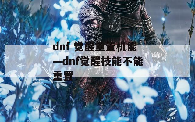 dnf 觉醒重置机能—dnf觉醒技能不能重置