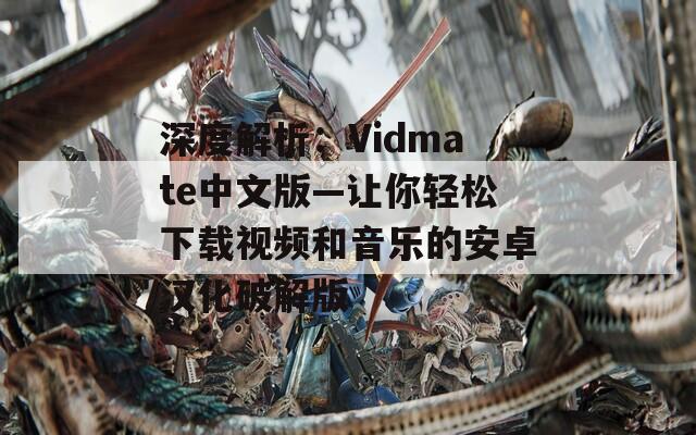 深度解析：Vidmate中文版—让你轻松下载视频和音乐的安卓汉化破解版