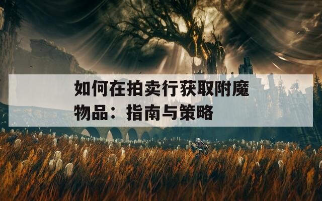如何在拍卖行获取附魔物品：指南与策略