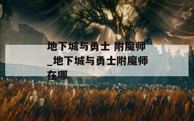 地下城与勇士 附魔师_地下城与勇士附魔师在哪  第1张