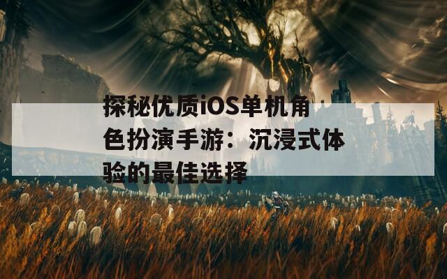 探秘优质iOS单机角色扮演手游：沉浸式体验的最佳选择